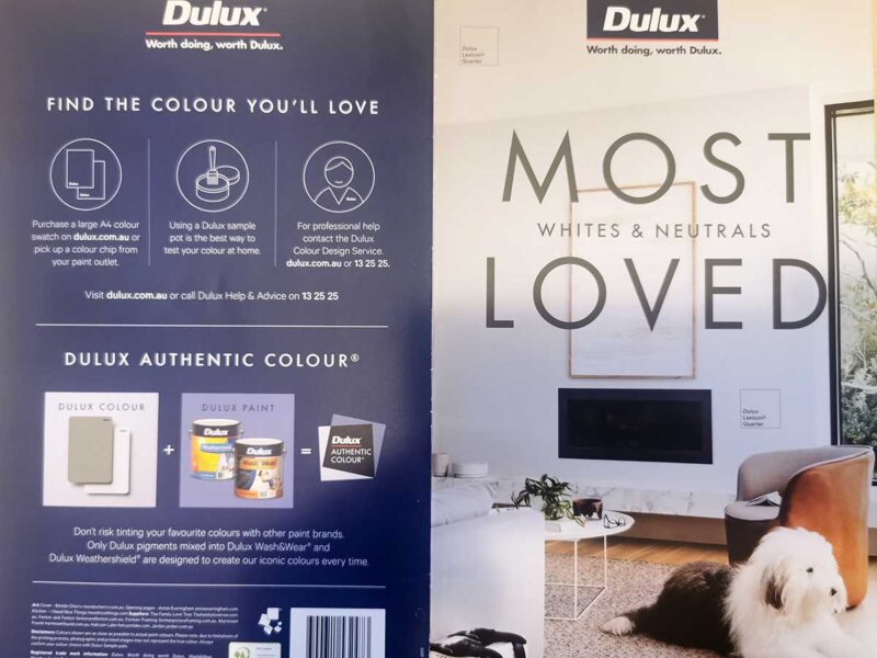 Dulux most loved whites and neutrals brochure cover page