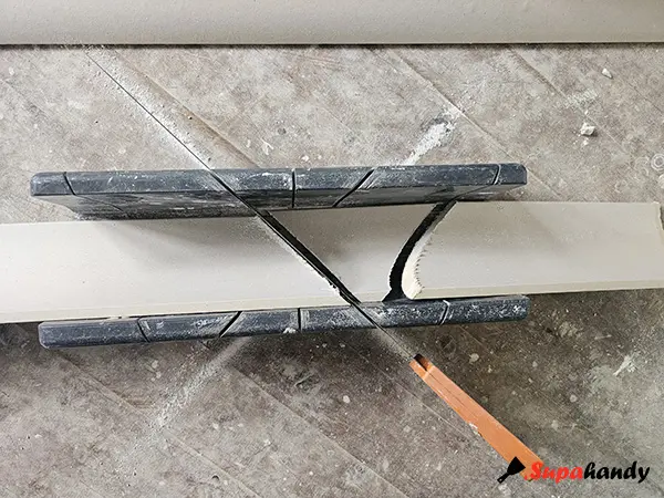 Cut Cornice for Internal Corners Right-hand Piece and Left-hand Piece on Mitre Box
