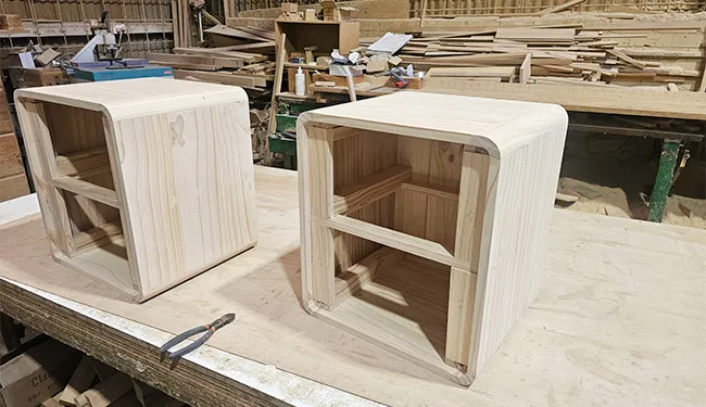 Two rounded corner side table are handcrafted in our workshop
