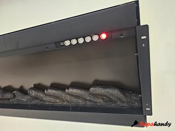 The Sonata electric fireplace's narrow mounting flanges with pre-drilled screw holes