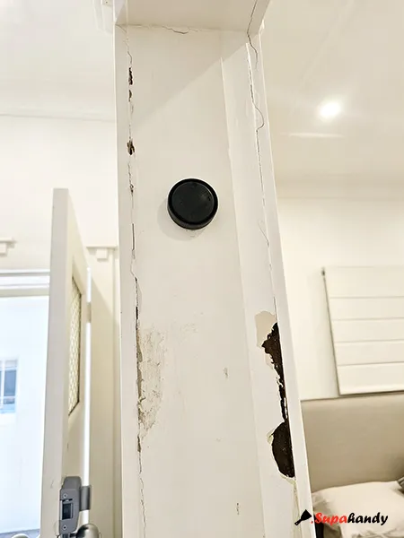 Door and door jamb have been painted by different layer of colors and paints